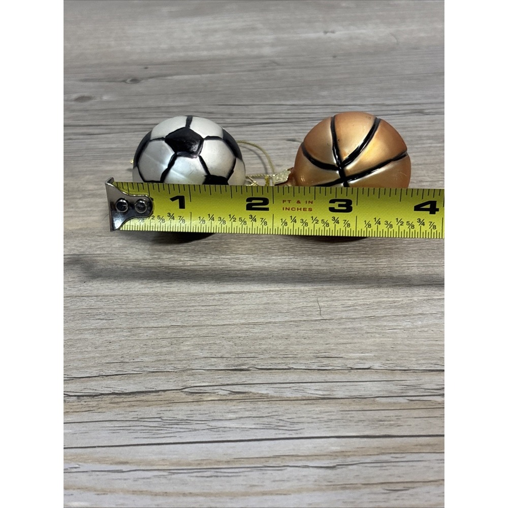 Glass Blown 2" Mini Ornaments Soccer Ball And Basketball - Picture 4 of 4